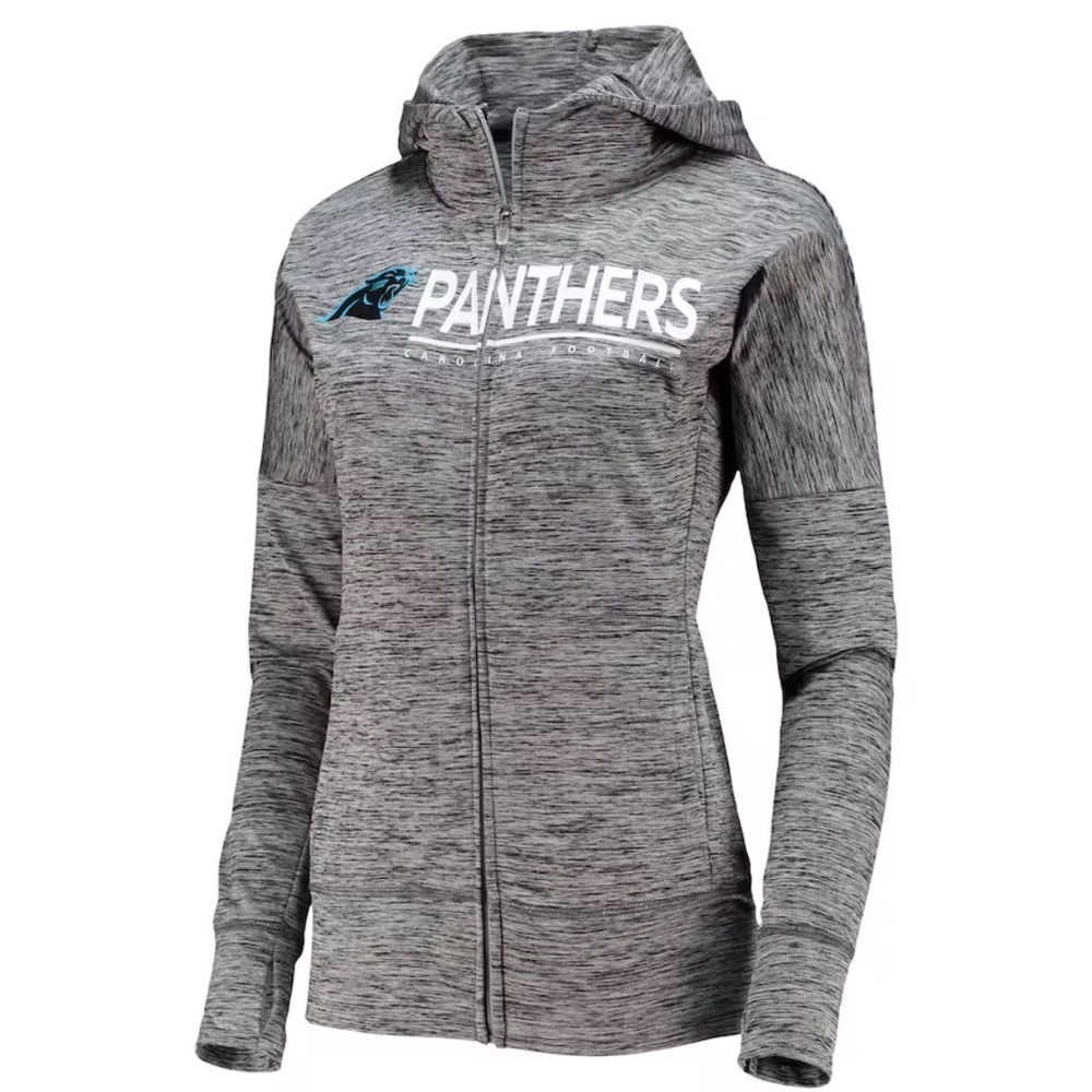 NFL Team Apparel Carolina Panthers Women's Charcoal Full Zip Hoodie Size XL